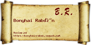 Bonyhai Rabán névjegykártya